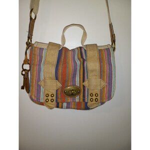 Fossil Messenger Purse Crossbody Canvas Striped Purse